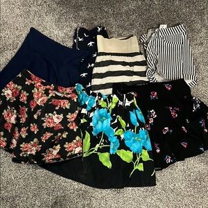 Lot of 7 Floral and Striped Women's Skirts and Short